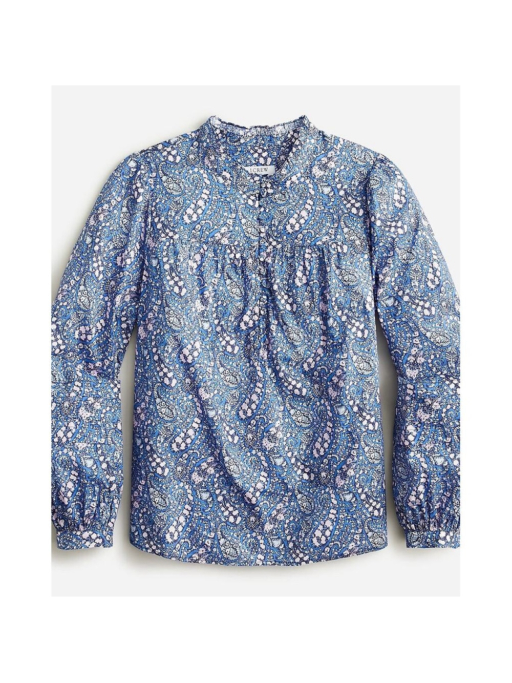 J Crew Liberty London Popover Burton Blue Floral Popover Blouse Cotton XXS